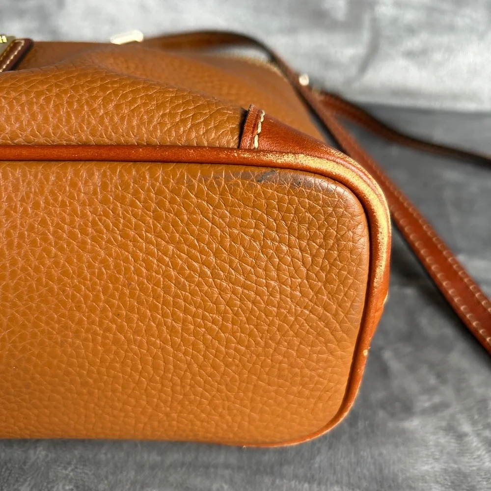 Dooney & Bourke Pebble Grain Leather North South Crossbody‎ Bag Caramel Tan